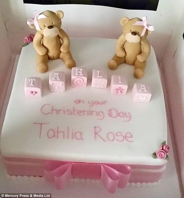 Offensive: Sharon Green said she was offended when she discovered the teddy bear on daughter Tahila Rose's christening cake was made with a line between its legs, which she said looked like a vagina
