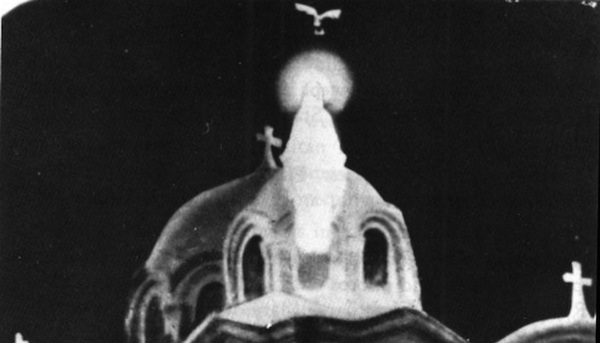 One of the most famous religious apparitions of all time, Our Lady of Zeitoun was observed over a staggering two-year period starting in 1968. First spotted by a Muslim bus mechanic, the glowing form of the Virgin Mary was mistaken for a woman preparing to jump from the roof of the Church of St. Mary. Police investigated and found nobody on the roof, but from that point forward the glowing ghost of Jesus's mother appeared multiple times a week, being photographed many times without any real explanation as to the cause of the phenomenon.